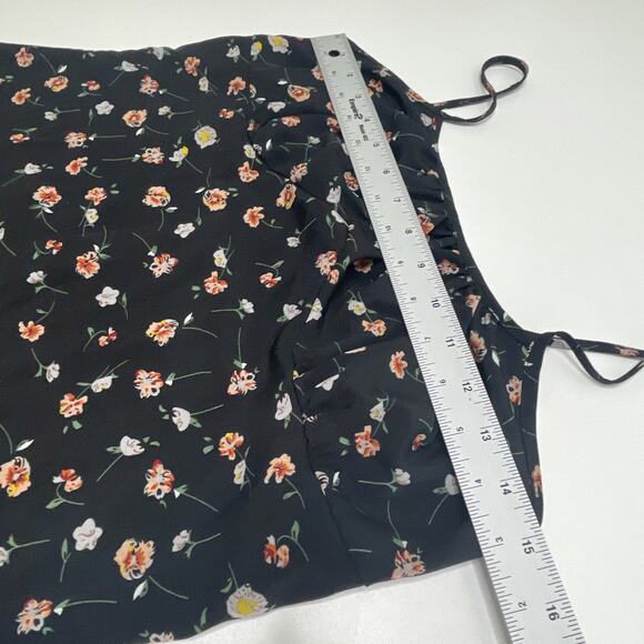 Shein Sun Dress Y2K Babydoll Vibes Midi Black Ditsy Floral Spagetti Strap Slit M - Picture 9 of 12